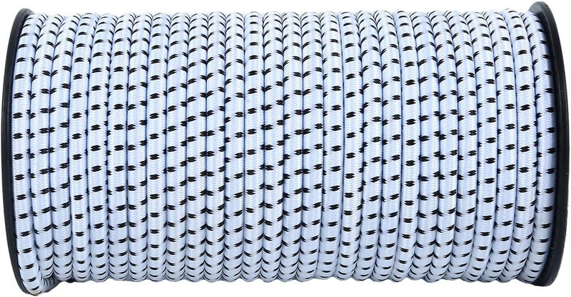 Radix Rope Bungee Cord - 1/4 Inch x 100 Feet - Elastic Shock Cord, Stretch Rope for Kayak, Crafts, Tie-Downs, DIY Projects - Flexible, High-Strength Bungee Rope (White with Black Trace) - Image 2